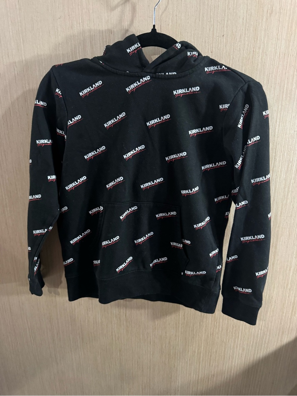 Kids Kirkland Signature Black Logo Cotton Blend Hoodie Size Large